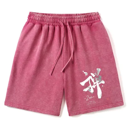 Tokyo-Tiger Zen Texts Washed Shorts