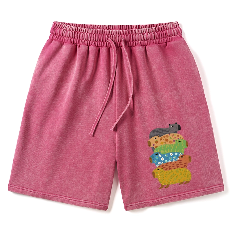 Tokyo-Tiger Colorful Capybaras Washed Shorts
