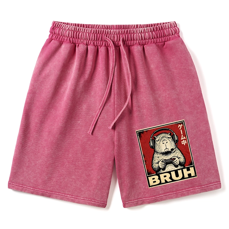 Tokyo-Tiger Funny Capybara Playing Games Washed Shorts