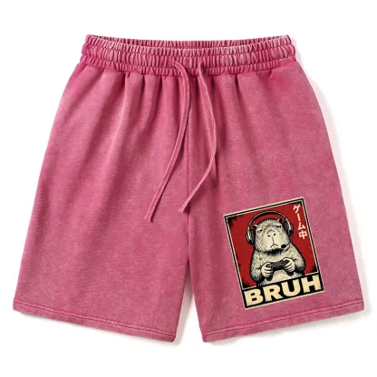 Tokyo-Tiger Funny Capybara Playing Games Washed Shorts