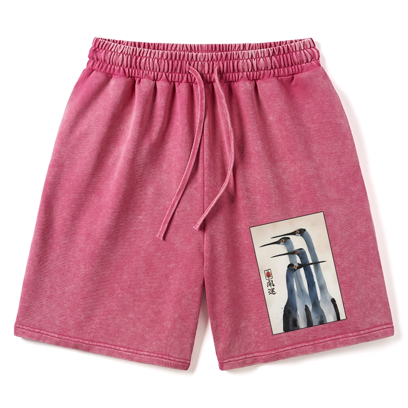 Tokyo-Tiger Retro Sandhill Crane Washed Shorts