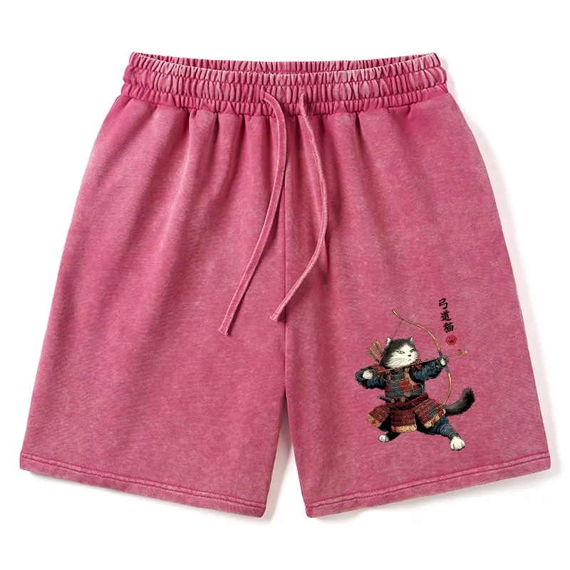 Tokyo-Tiger Kyudo Samurai Cat Washed Shorts