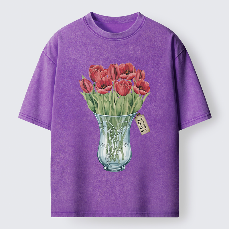 Tokyo-Tiger A Bunch Of Tulips Washed T-Shirt