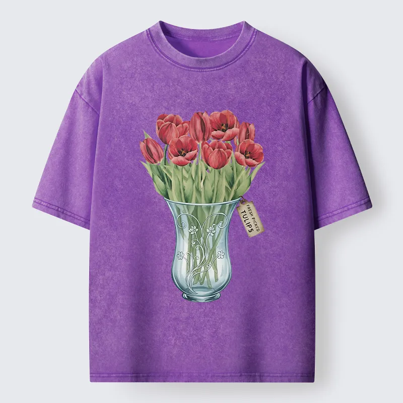Tokyo-Tiger A Bunch Of Tulips Washed T-Shirt
