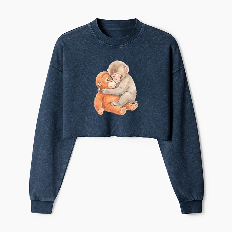 Tokyo-Tiger Poor Punch Washed Crop Sweatshirt