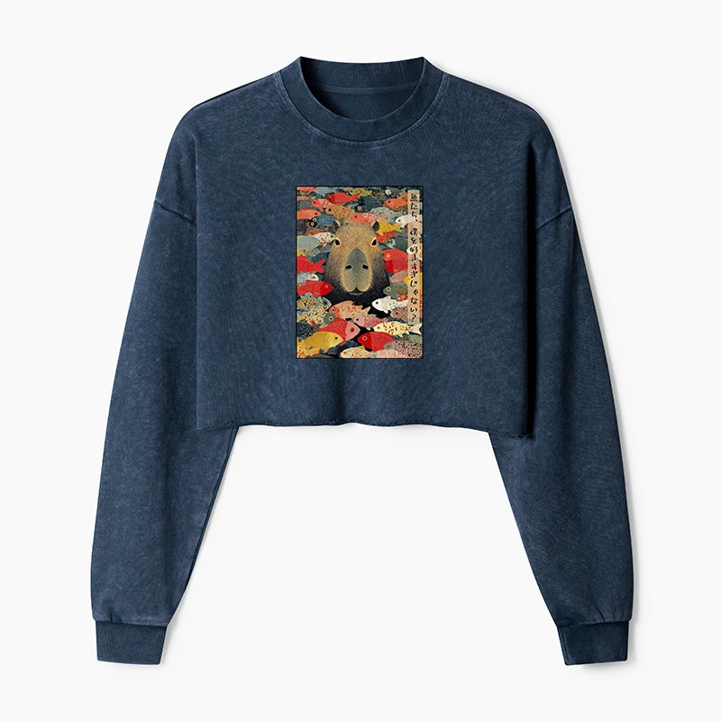 Tokyo-Tiger Am I Too Lovable? Washed Crop Sweatshirt