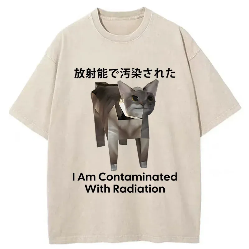 Tokyo-Tiger Nuclear Contaminated Cat Funny Washed T-Shirt