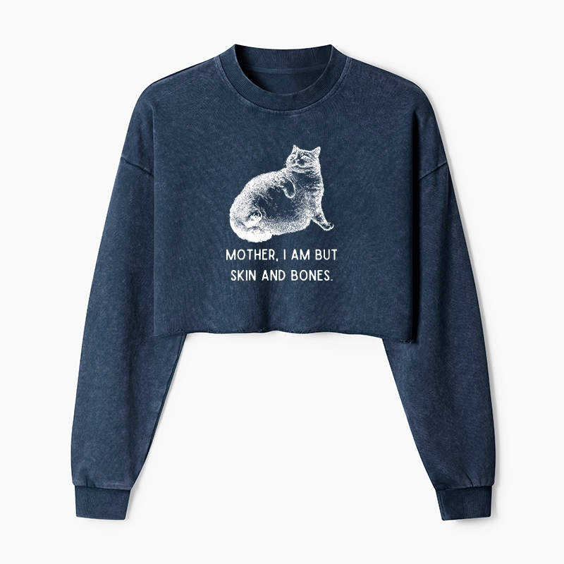 Tokyo-Tiger Skin & Bones Cat Washed Crop Sweatshirt