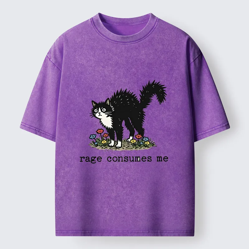 Tokyo-Tiger Angry Tuxedo Cat Washed T-Shirt