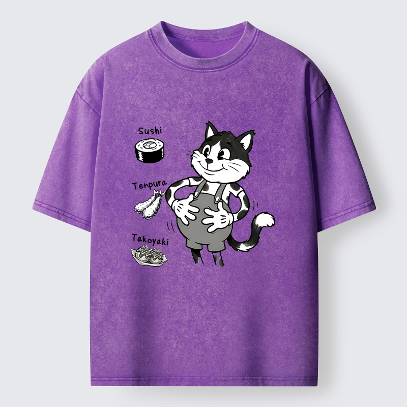 Tokyo-Tiger Cute Cat That's Full Washed T-Shirt