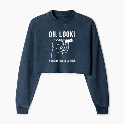 Tokyo-Tiger Frog of Indifference Washed Crop Sweatshirt