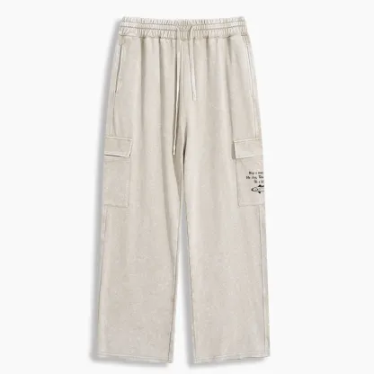 Tokyo-Tiger Man Eat Fish Meme Washed Utility Sweatpants