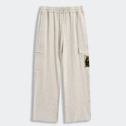 Tokyo-Tiger Retro Raccoon Samurai Washed Utility Sweatpants