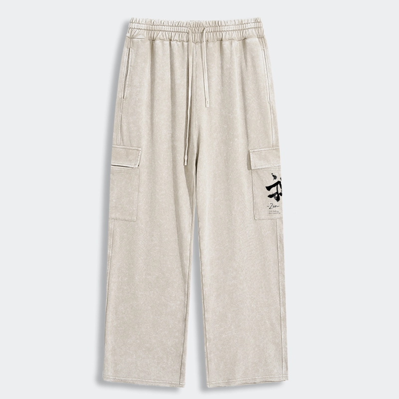 Tokyo-Tiger Zen Texts Washed Utility Sweatpants