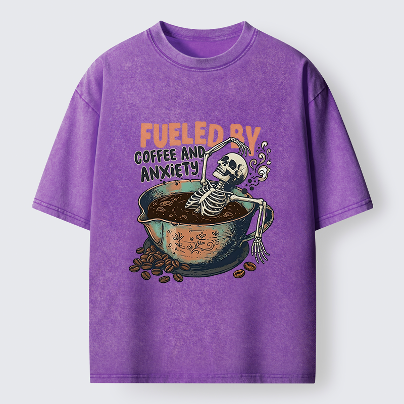 Tokyo-Tiger Skeleton Taking A Bath In Coffee Washed T-Shirt