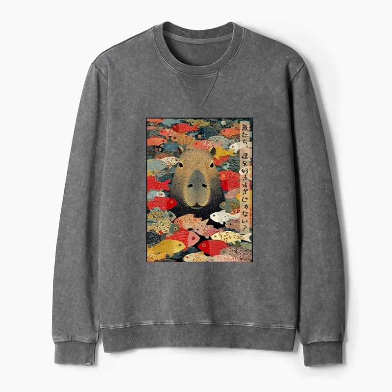 Tokyo-Tiger Am I Too Lovable? Washed Terry Sweatshirt
