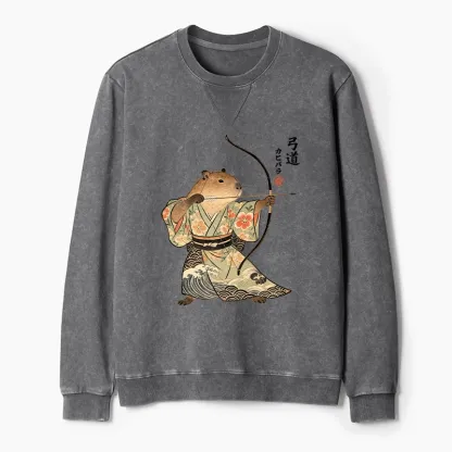 Tokyo-Tiger Capybara Archery Washed Terry Sweatshirt