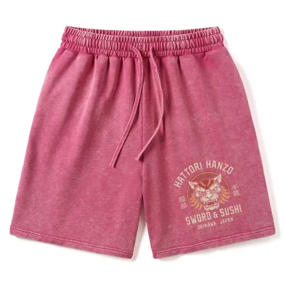 Tokyo-Tiger Hattori Lion Japanese Samurai Washed Shorts