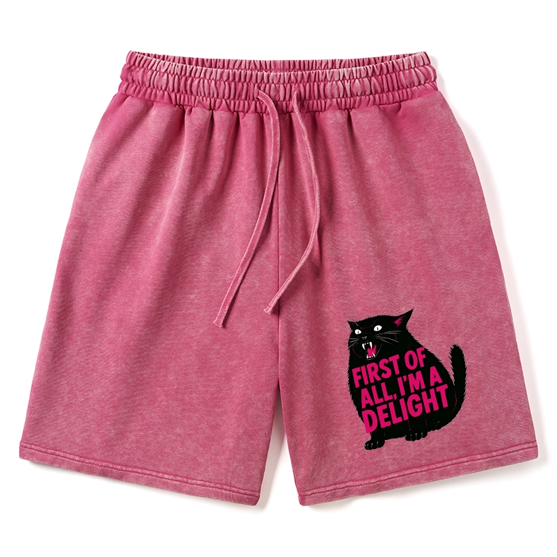 Tokyo-Tiger Roaring Black Cat Washed Shorts