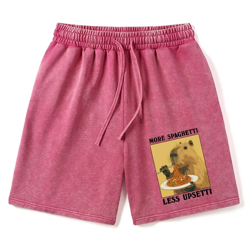 Tokyo-Tiger Capybara Eating Pasta Washed Shorts