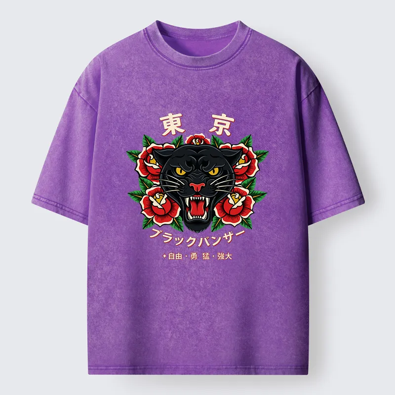 Tokyo-Tiger Tokyo Black Panther Washed T-Shirt