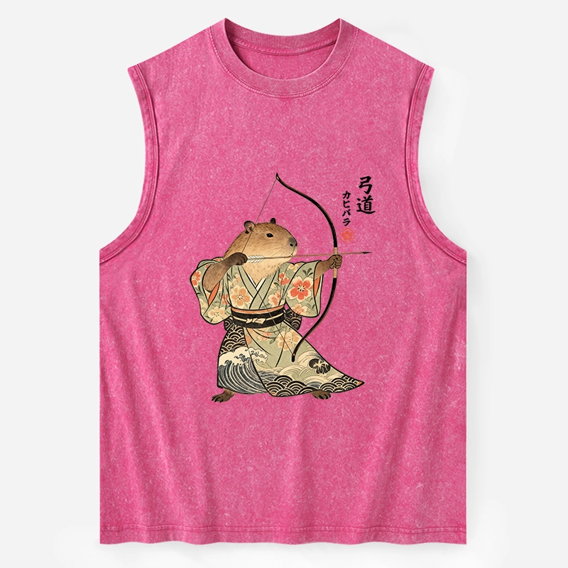 Tokyo-Tiger Capybara Archery Washed Tank