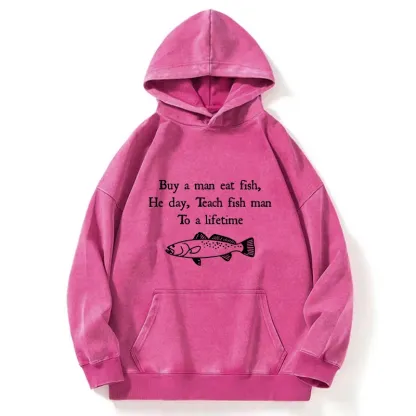 Tokyo-Tiger Man Eat Fish Meme Washed Hoodie