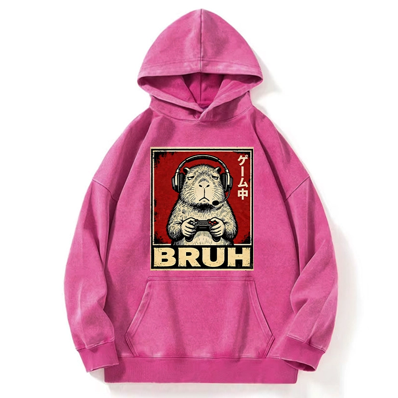 Tokyo-Tiger Funny Capybara Playing Games Washed Hoodie