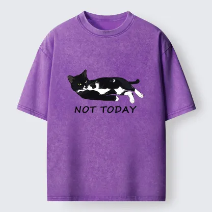 Tokyo-Tiger Cat Said Not Today Washed T-Shirt