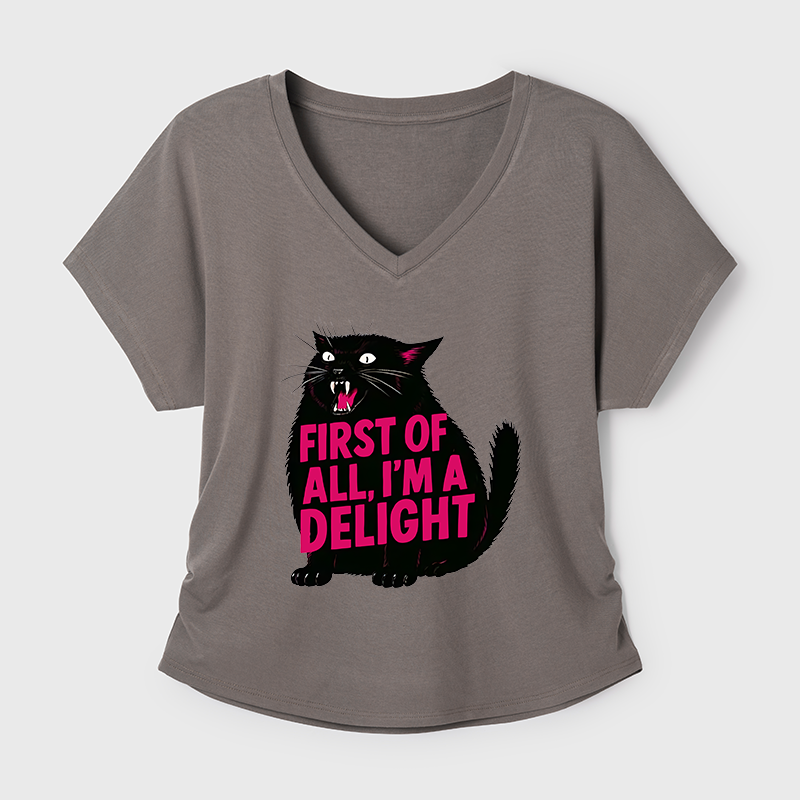 Tokyo-Tiger Roaring Black Cat Modal Dolman Sleeve T-Shirt