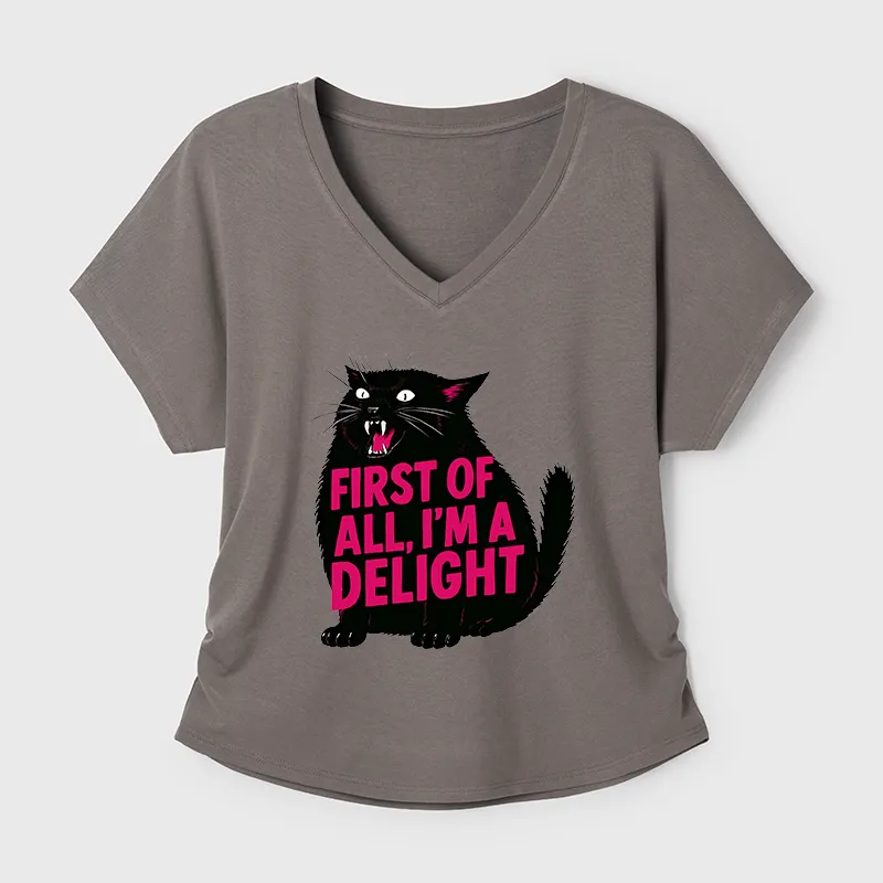 Tokyo-Tiger Roaring Black Cat Modal Dolman Sleeve T-Shirt