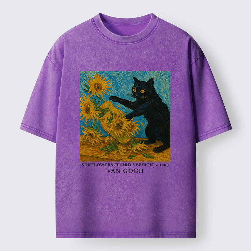 Tokyo-Tiger Van Gogh's Black Cat Washed T-Shirt