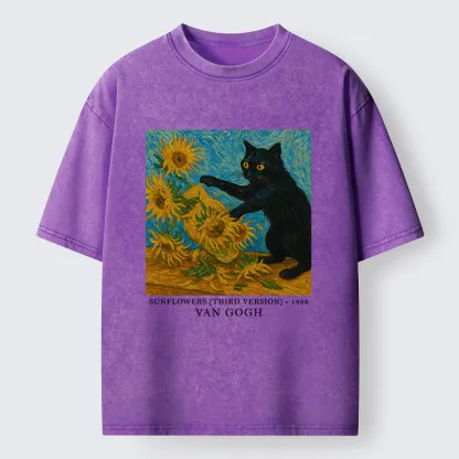 Tokyo-Tiger Van Gogh's Black Cat Washed T-Shirt