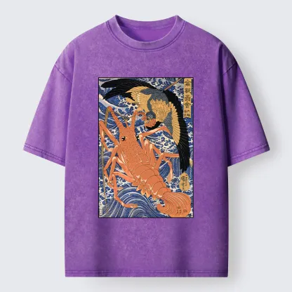 Tokyo-Tiger Ukiyo-e Lobster Washed T-Shirt
