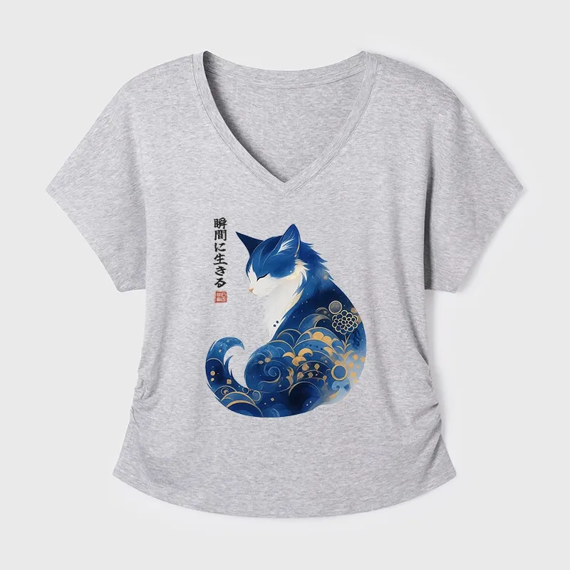 Tokyo-Tiger Retro Zen Cat: Living the Present Modal Dolman Sleeve T-Shirt
