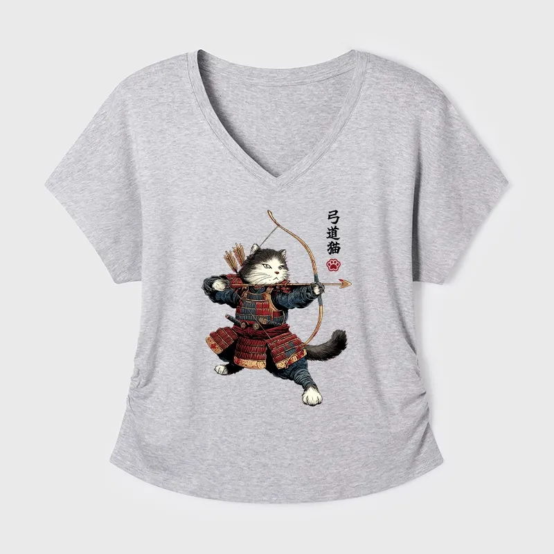 Tokyo-Tiger Kyudo Samurai Cat Modal Dolman Sleeve T-Shirt