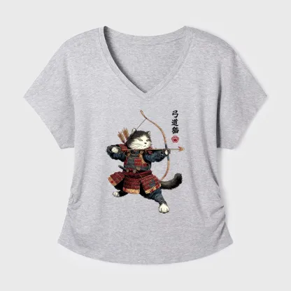 Tokyo-Tiger Kyudo Samurai Cat Modal Dolman Sleeve T-Shirt