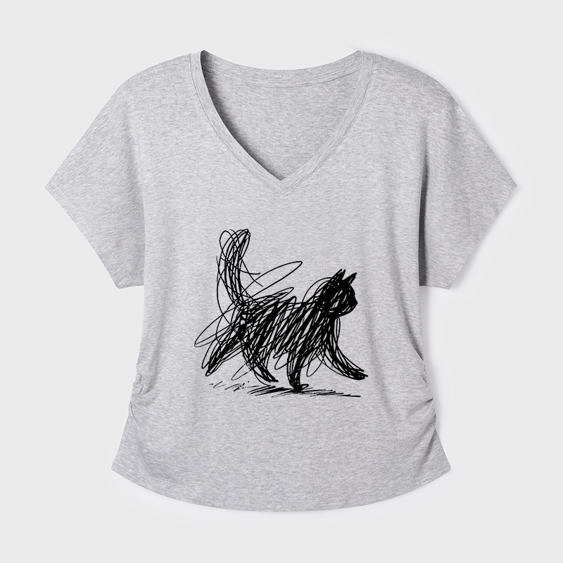 Tokyo-Tiger Minimalist Cat Art Modal Dolman Sleeve T-Shirt