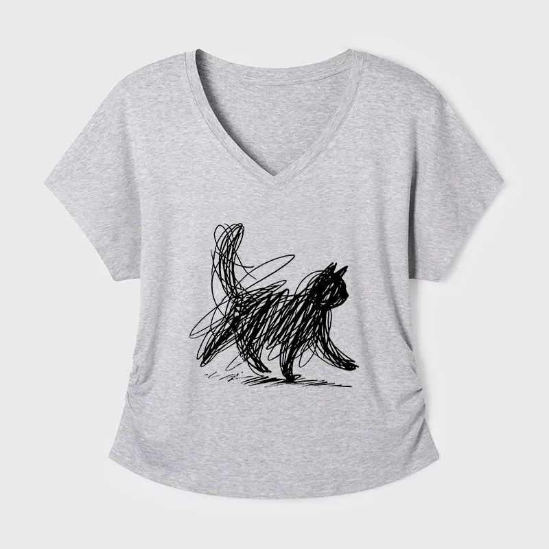Tokyo-Tiger Minimalist Cat Art Modal Dolman Sleeve T-Shirt