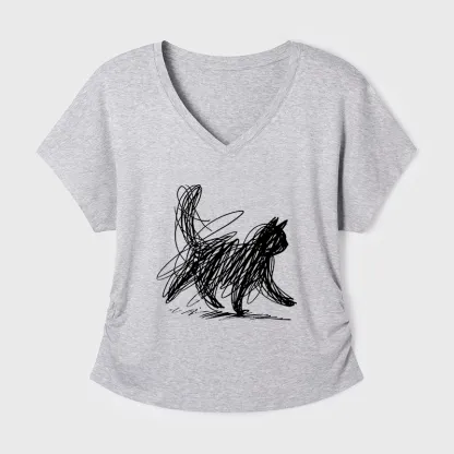 Tokyo-Tiger Minimalist Cat Art Modal Dolman Sleeve T-Shirt