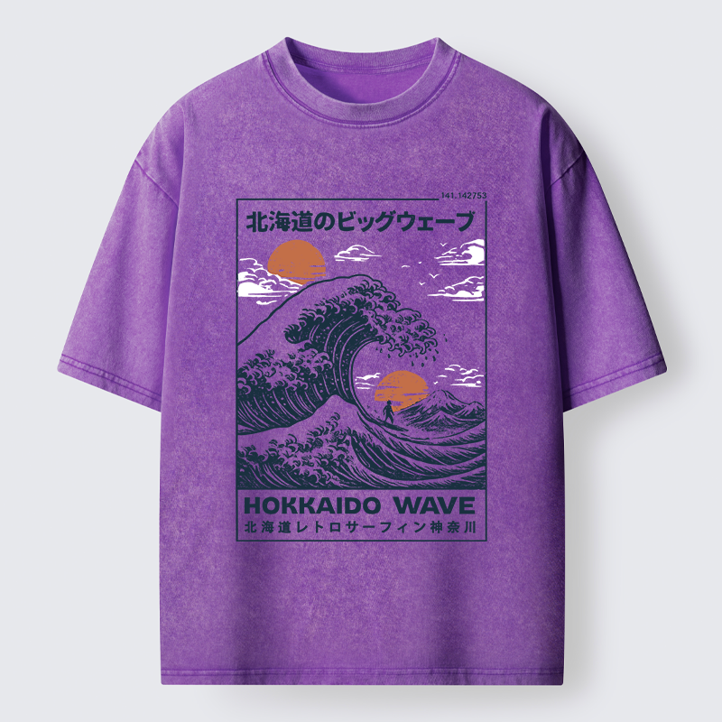 Tokyo-Tiger Surfing In Hokkaido Washed T-Shirt