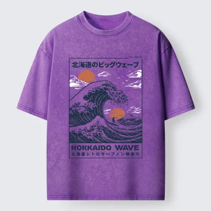 Tokyo-Tiger Surfing In Hokkaido Washed T-Shirt