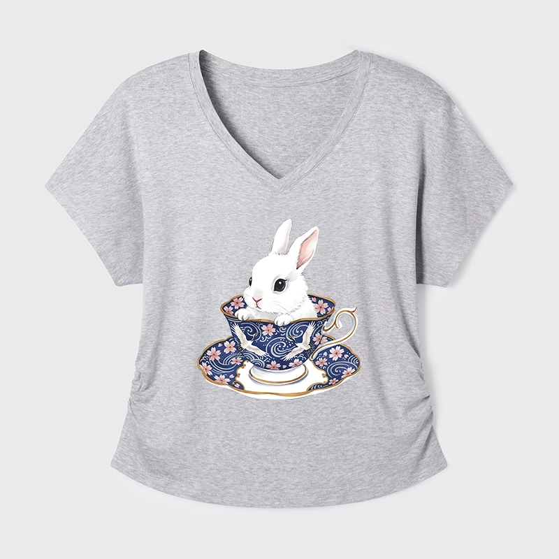 Tokyo-Tiger Cute Rabbit Tea Set Modal Dolman Sleeve T-Shirt