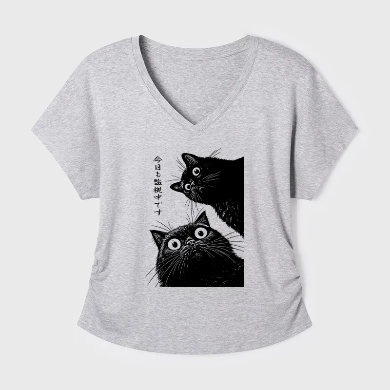 Tokyo-Tiger The Cat Is Watching Today Modal Dolman Sleeve T-Shirt
