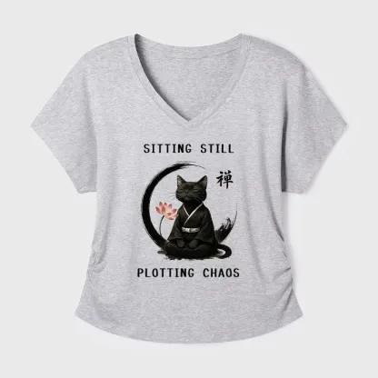 Tokyo-Tiger Sitting still plotting chaos Calming Zen Cat Funny Modal Dolman Sleeve T-Shirt