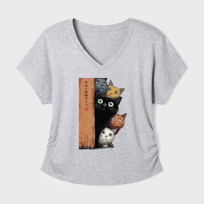 Tokyo-Tiger Five Cats Are Watching You Modal Dolman Sleeve T-Shirt