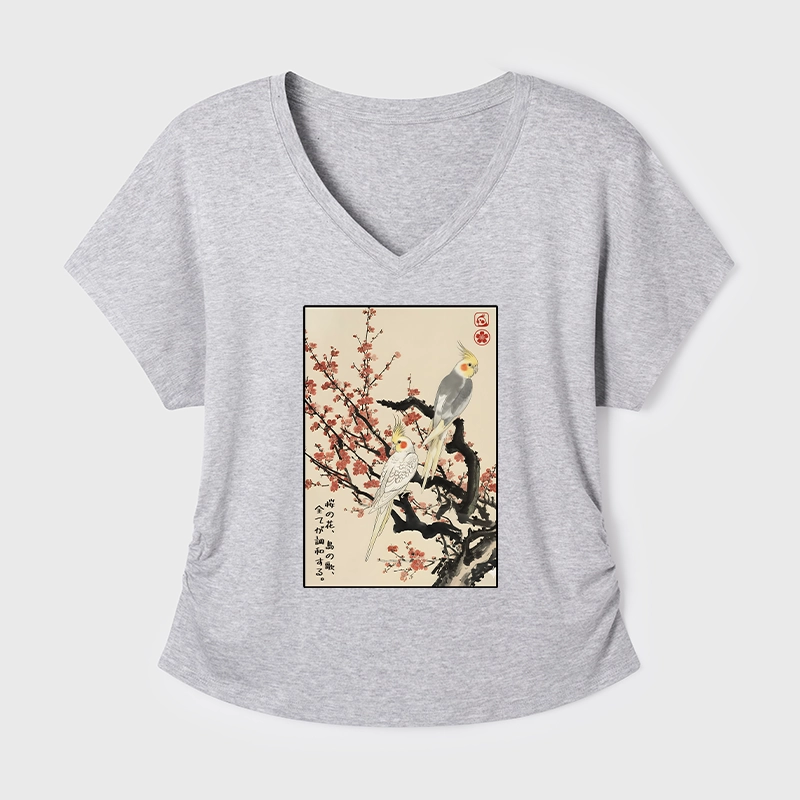 Tokyo-Tiger Whispers of Silent Blossoms Modal Dolman Sleeve T-Shirt