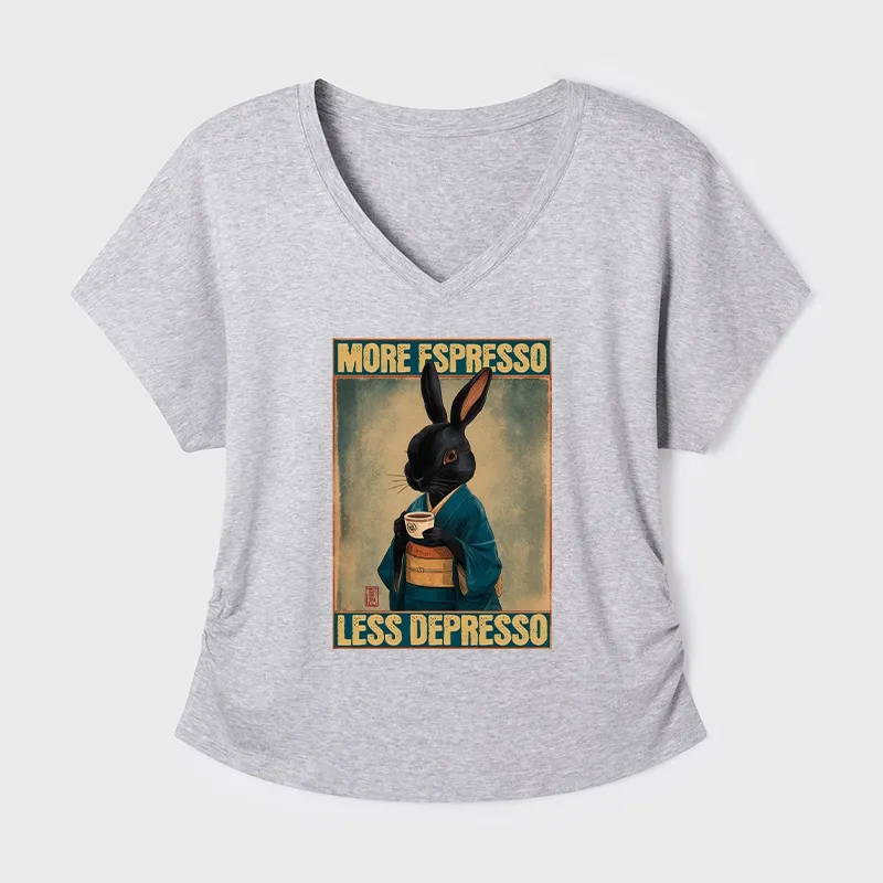 Tokyo-Tiger More Espresso Less Depresso Rabbit Modal Dolman Sleeve T-Shirt Sale