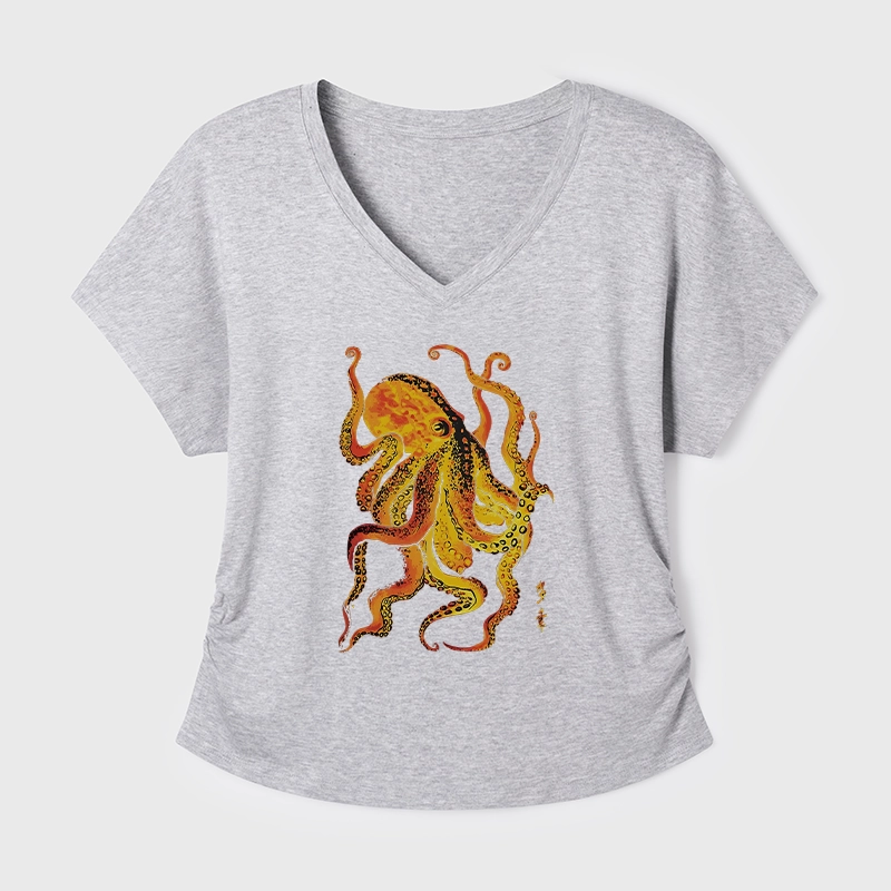 Tokyo-Tiger Deep Sea Gorgeous Octopus Modal Dolman Sleeve T-Shirt