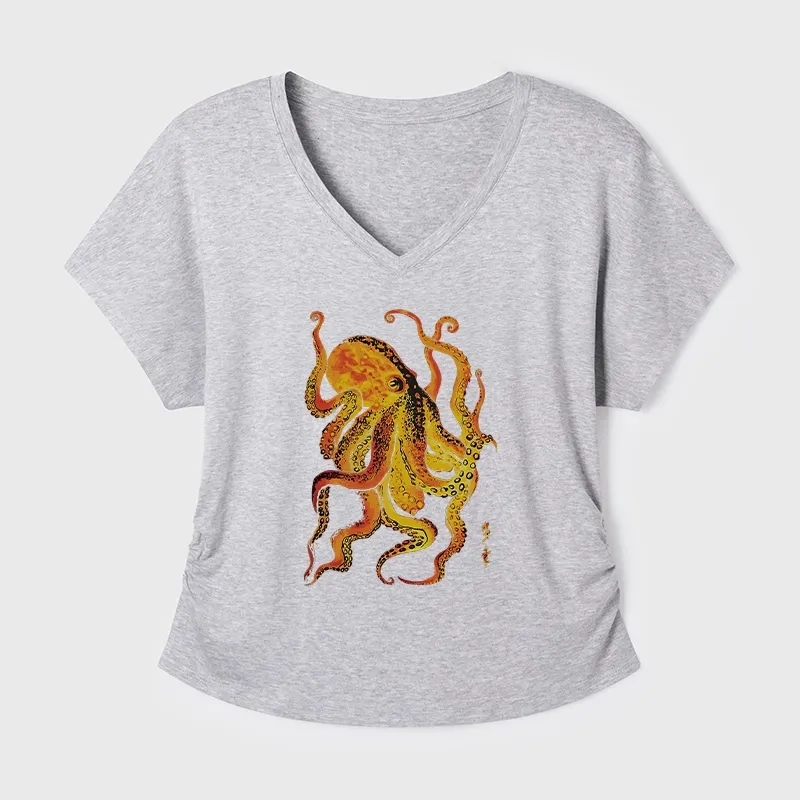 Tokyo-Tiger Deep Sea Gorgeous Octopus Modal Dolman Sleeve T-Shirt Sale